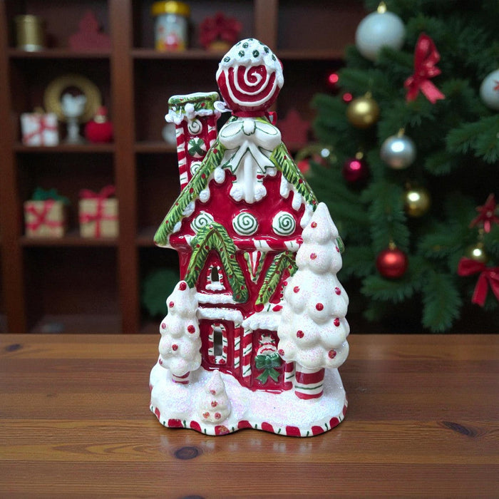 Christmas Candy Cane Inn Candle House