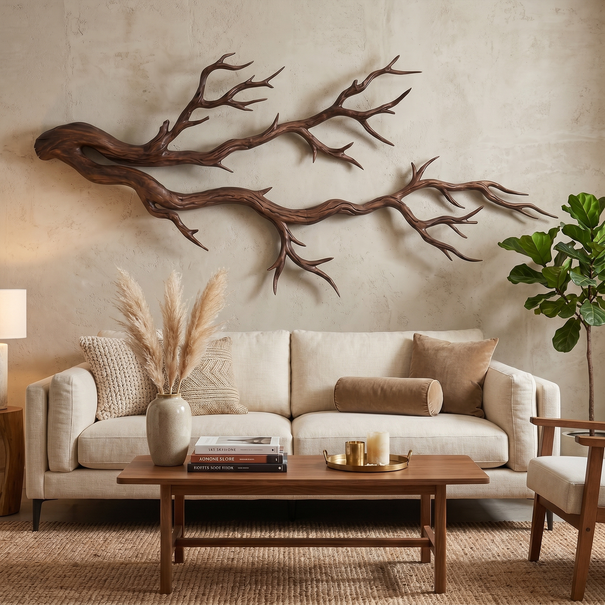 Twisted Tree Root Solid Wood Wall Sculpture, Organic Modern