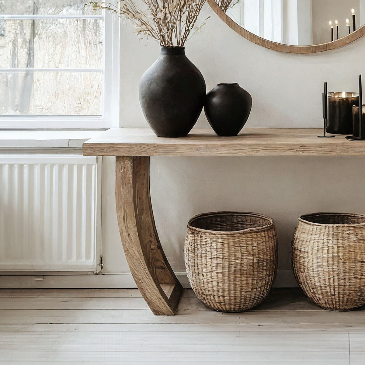 Handcrafted Natural Wood Entryway Console Table, Clean Lines - view 3