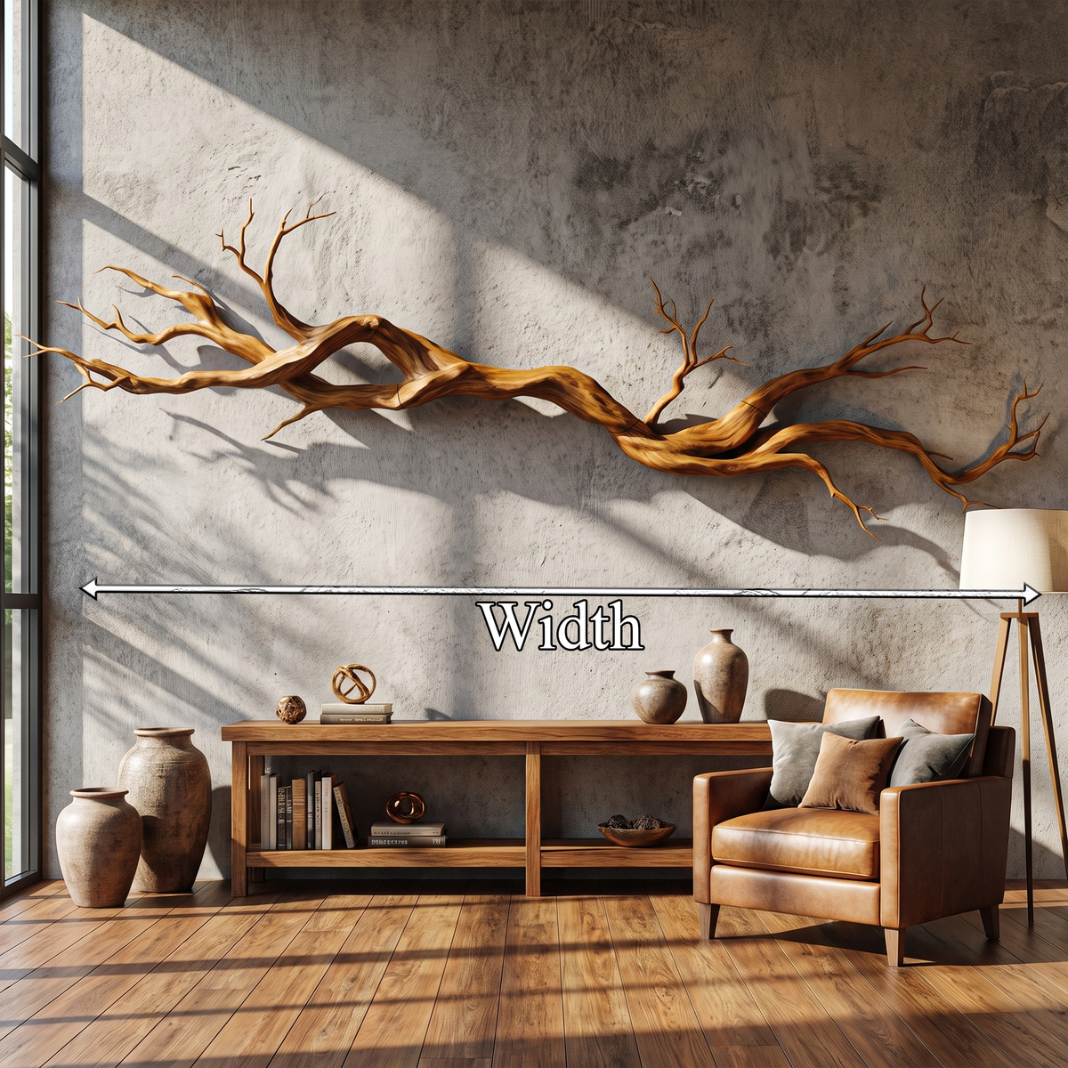Natural Tree Root Solid Wood Wall Sculpture with Vine Form - view 2