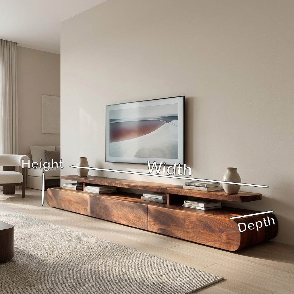 Low Profile Solid Wood TV Stand with Rounded Edges - view 8