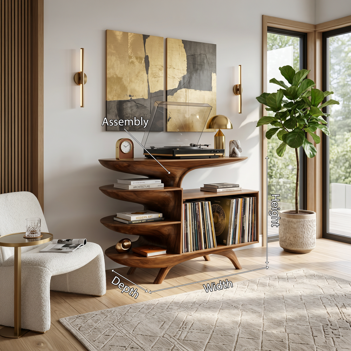 Modern Reclaimed Tamarind Wood Record Player Stand for Bedroom - view 8