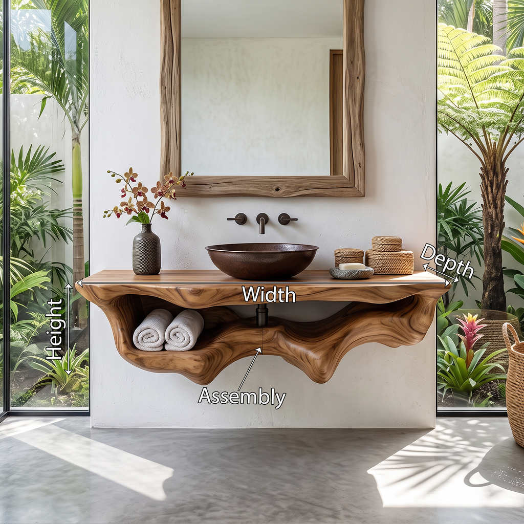 Mid-Century Live Edge Floating Bathroom Vanity Shelf - view 8