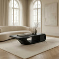 Modern Sculptural Wood Coffee Table with Curved Silhouette in Black finish