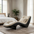 Solid Wood Wave Lounge Chair for Reading Nook in Black finish