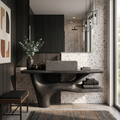 Handcrafted Solid Wood Bathroom Vanity in Natural Rustic Style in Black finish