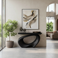 Rustic Live Edge Solid Wood Console Table for Entryway in Black finish