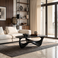 Rustic Solid Wood Coffee Table with Spacious Tabletop in Black finish