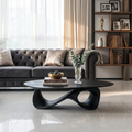 Rustic Solid Wood Coffee Table with Low-Set Simple Design in Black finish