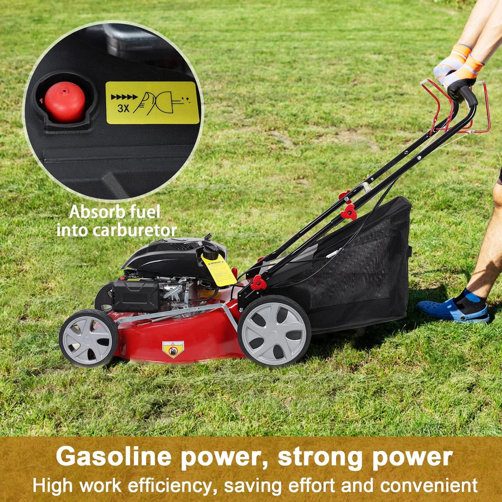 Lawn Mower, Self Propelled Lawn Mower, 141cc Gas Engine Lawn Mower, Push Lawn Mower with 50L Grass Tank, Big Wheels