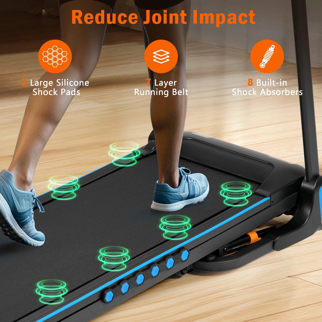 VLDTDRDI 500LBS 3.5HP Folding Treadmill with USB Charge Station,10Mph Electric Treadmil with Incline,Bluetooth Speaker,Device Holder and Pulse Sensor,Running Walking Exercise Machine