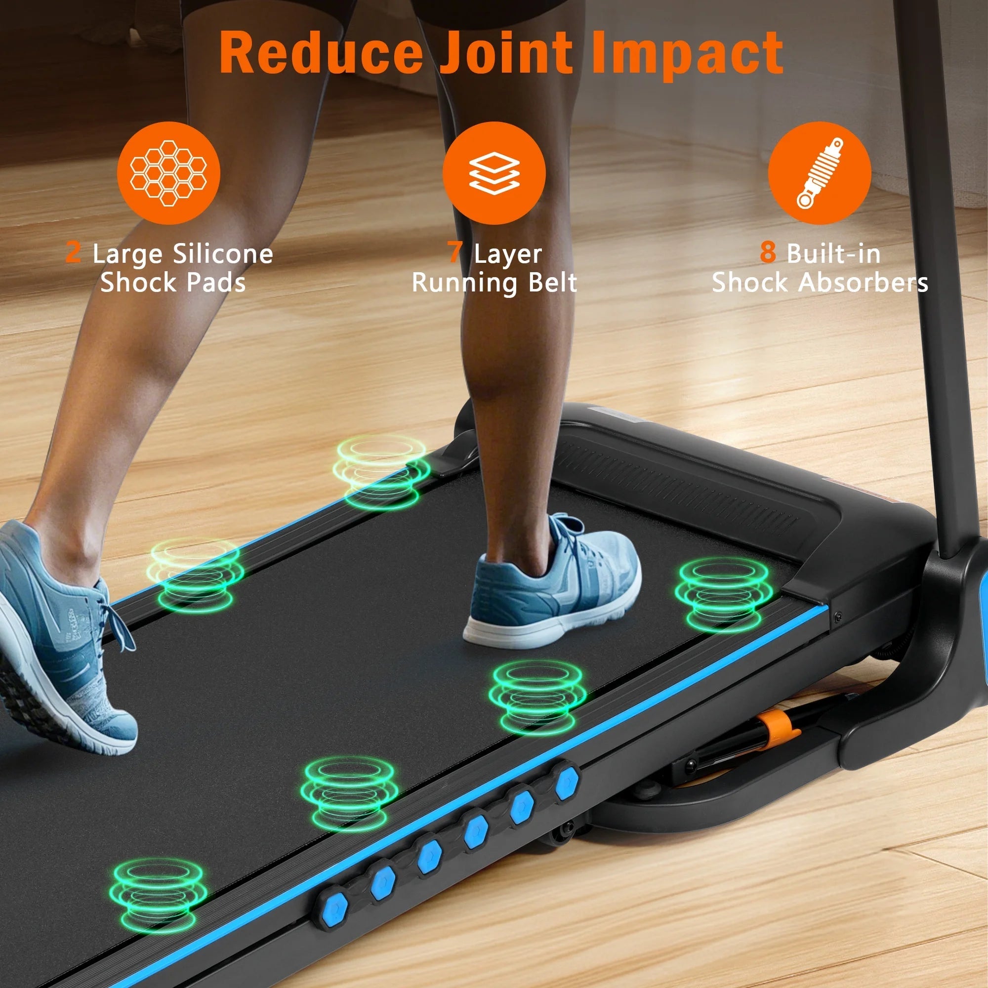 VLDTDRDI 500LBS 3.5HP Folding Treadmill with USB Charge Station,10Mph Electric Treadmil with Incline,Bluetooth Speaker,Device Holder and Pulse Sensor,Running Walking Exercise Machine