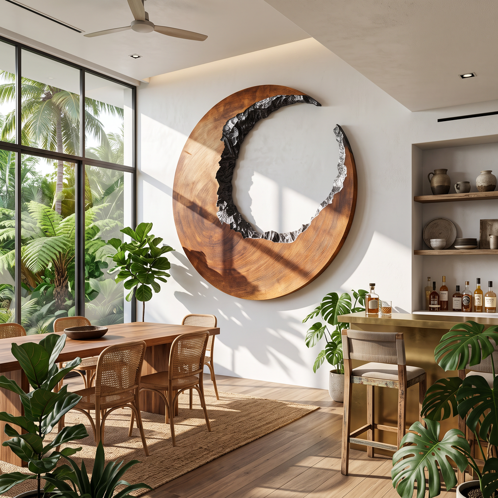 Mid-Century 3D Hardwood Wall Sculpture with Flowing Curves - view 4