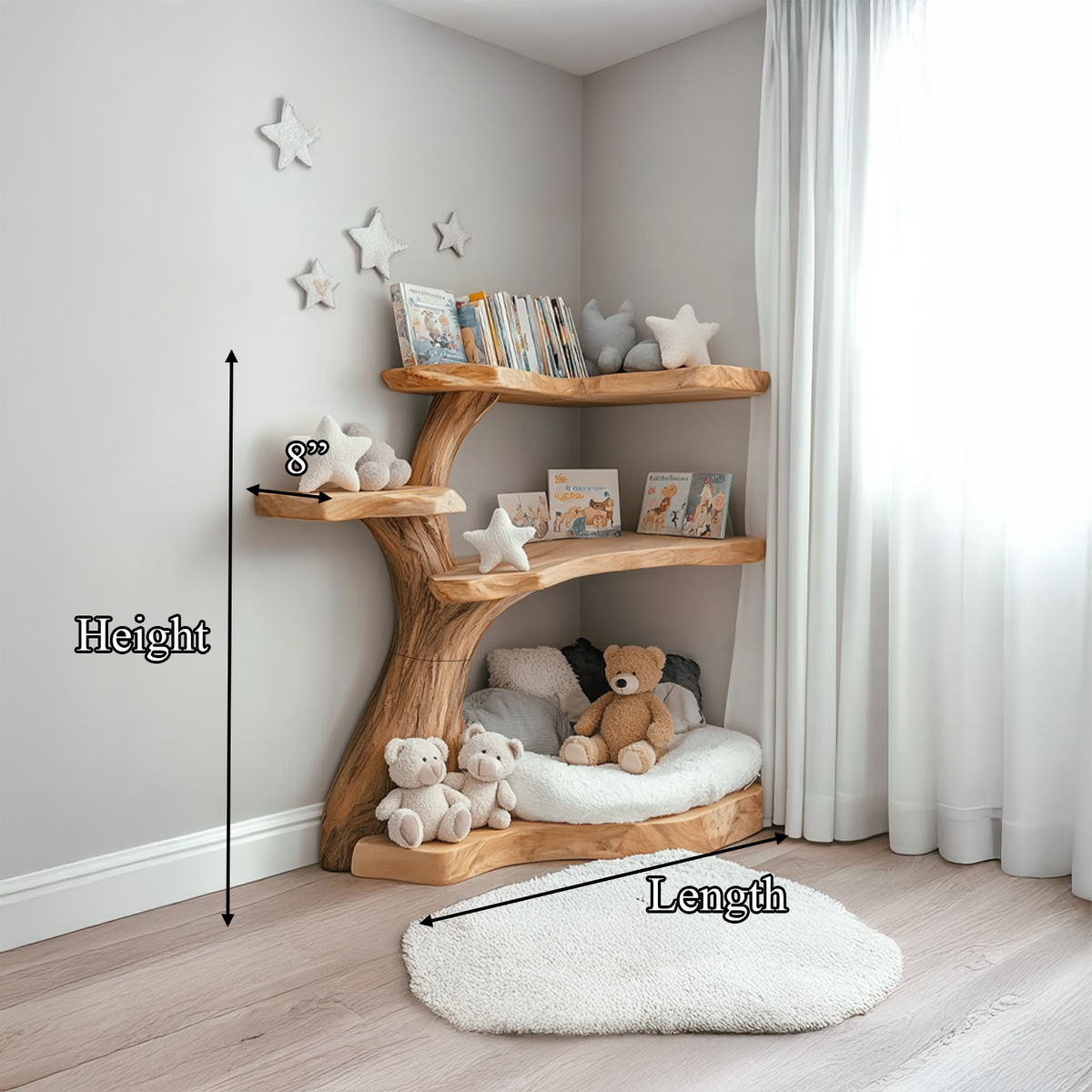 Rustic Corner Tree Branch Bookshelf for Kids Room and Nursery - view 8