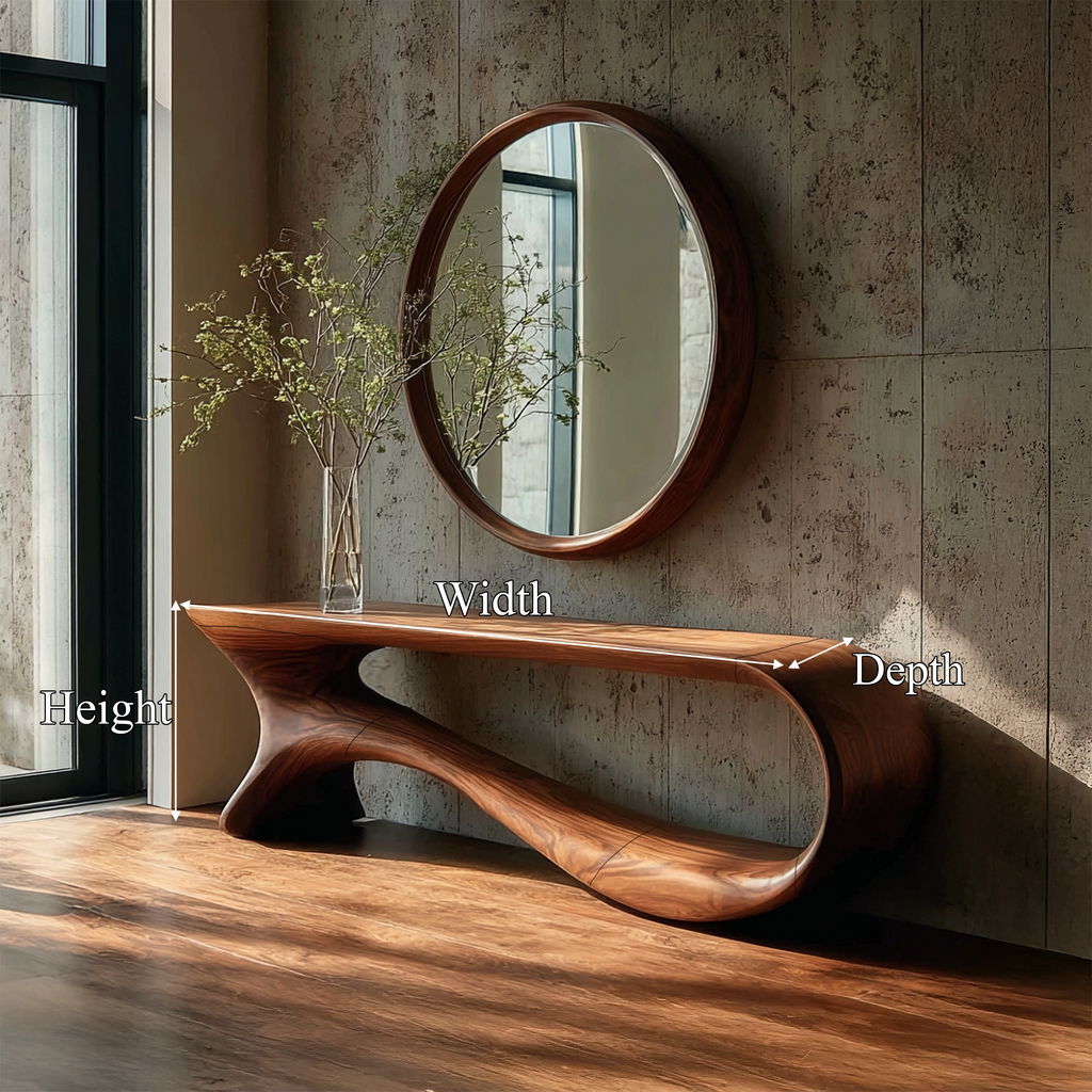 Mid-Century Curved Solid Wood Console Table for Hallways - view 8