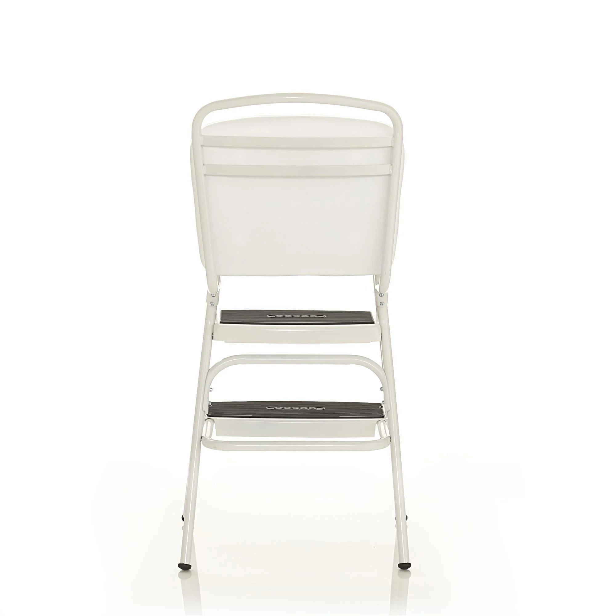 COSCO Stylaire Retro Chair + Step Stool with flip-up seat (white, one pack)