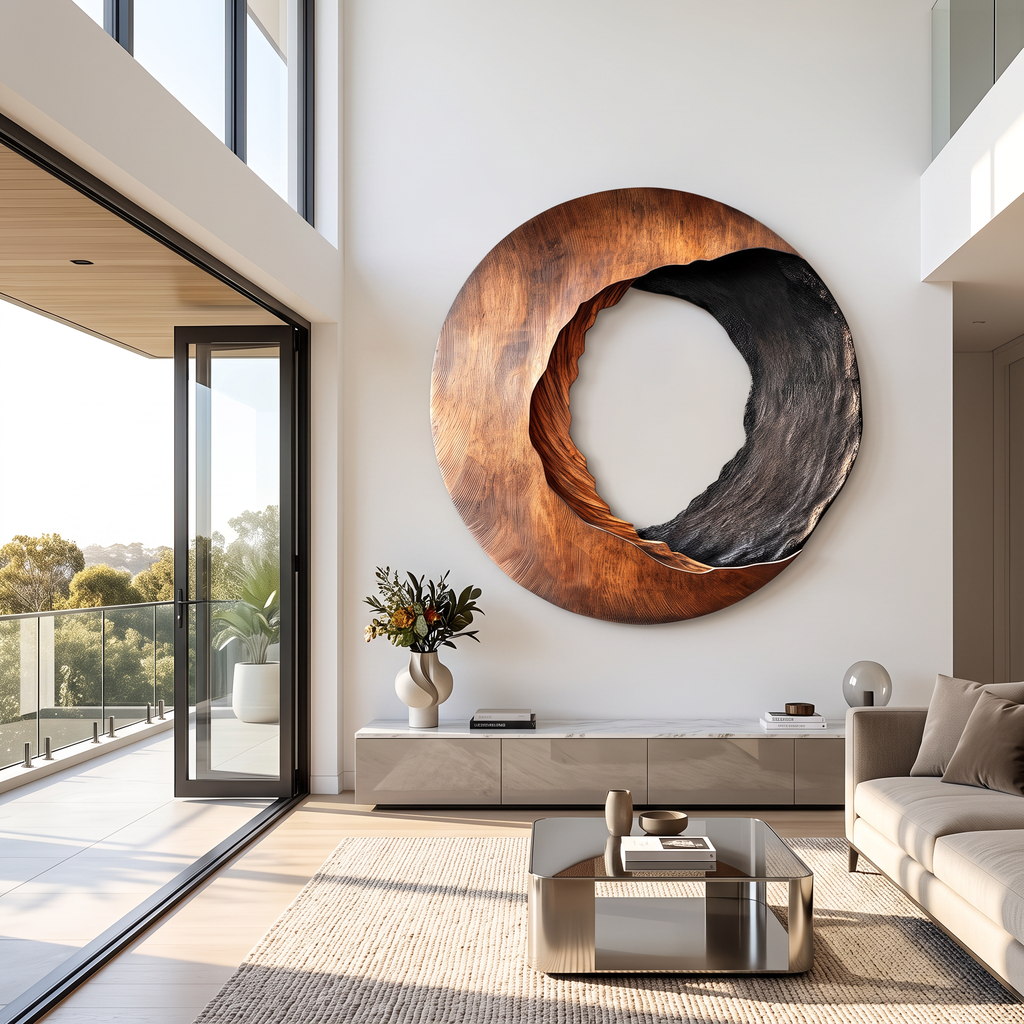 Solid Wood 3D Wave Sculpture Wall Art for Living Room - view 5
