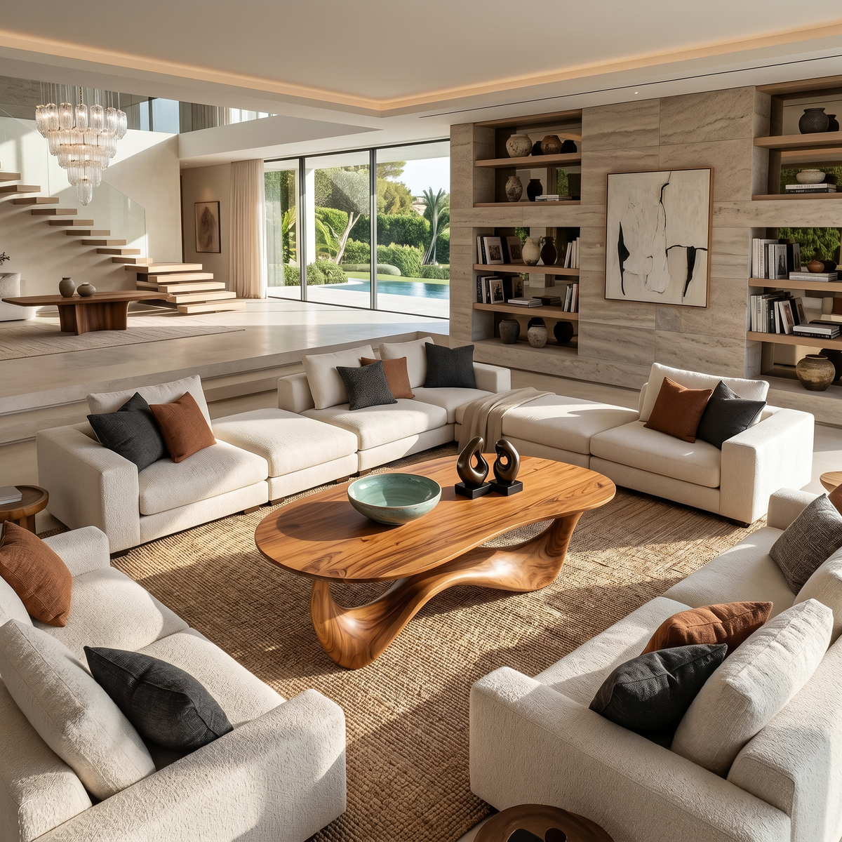 Rustic Solid Wood Low Coffee Table with Natural Grain - view 2