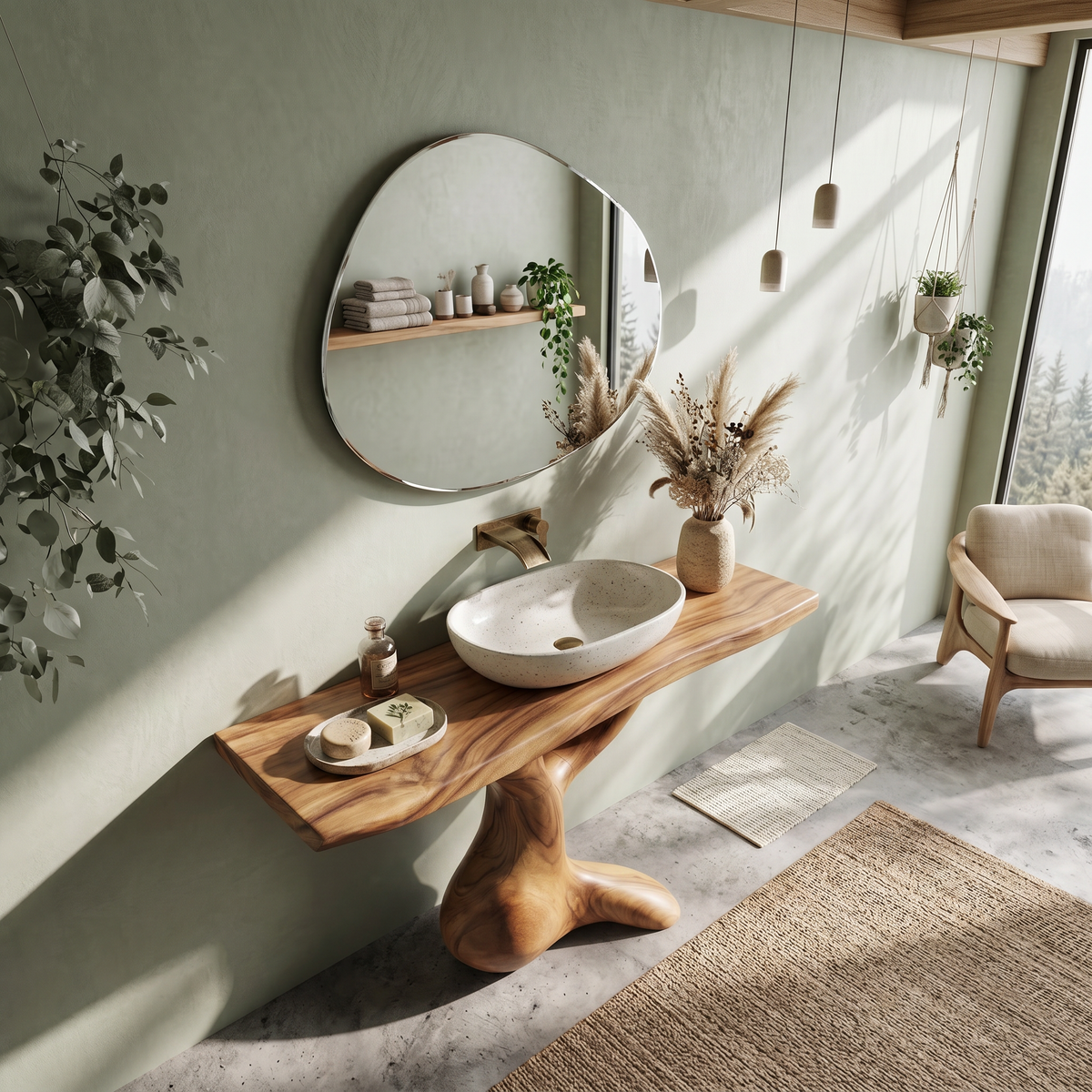 Handcrafted Solid Wood Bathroom Vanity with Minimalist Lines - view 2