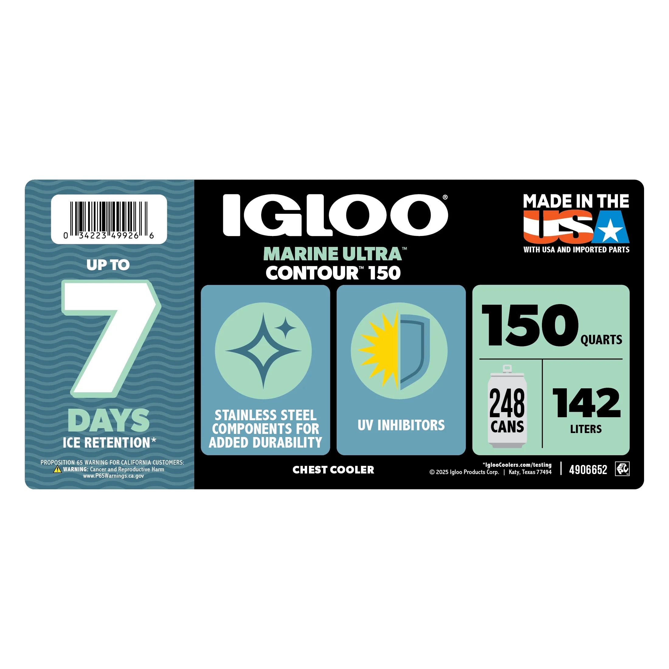 Igloo 150 QT Latitude Marine Hard Side Cooler, White