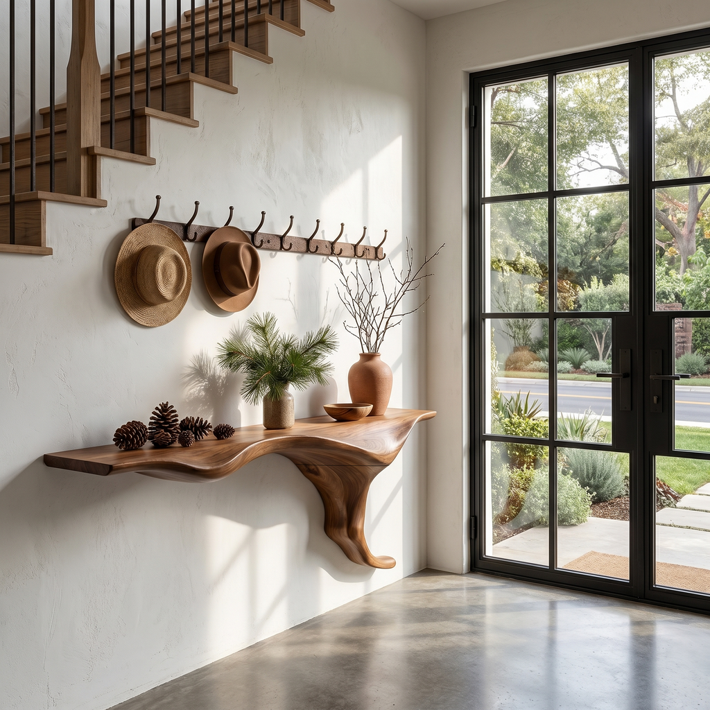 Wall Mounted Solid Wood Console Table with Tree Root Base - view 3