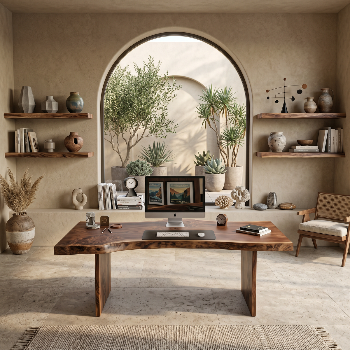 Organic Curved Live Edge Solid Wood Office Desk - view 2