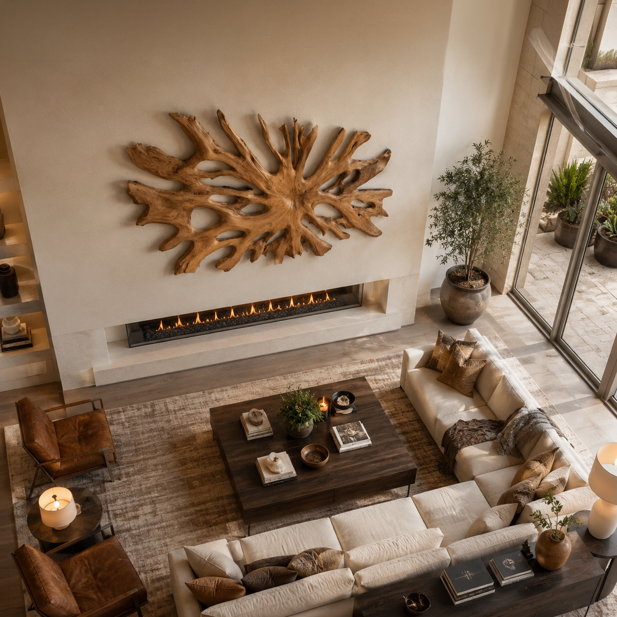Oversized Root-Form Solid Wood Wall Art for Living Room - view 3