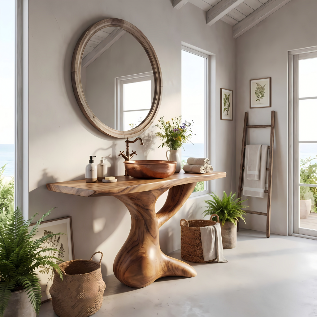 Handcrafted Solid Wood Bathroom Vanity with Minimalist Lines - view 3