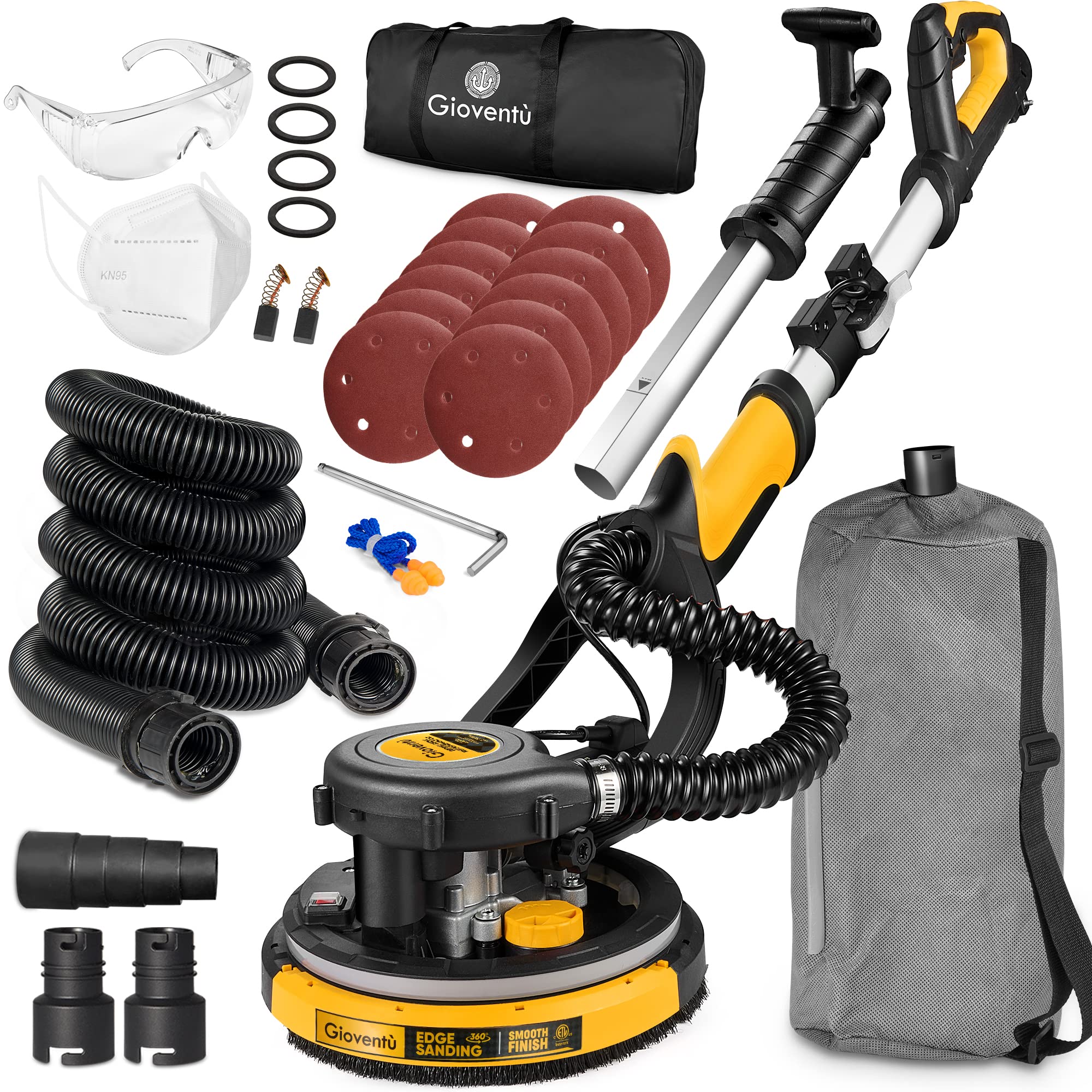 Giovent Electric Drywall Sander with Vacuum for Popcorn Ceiling