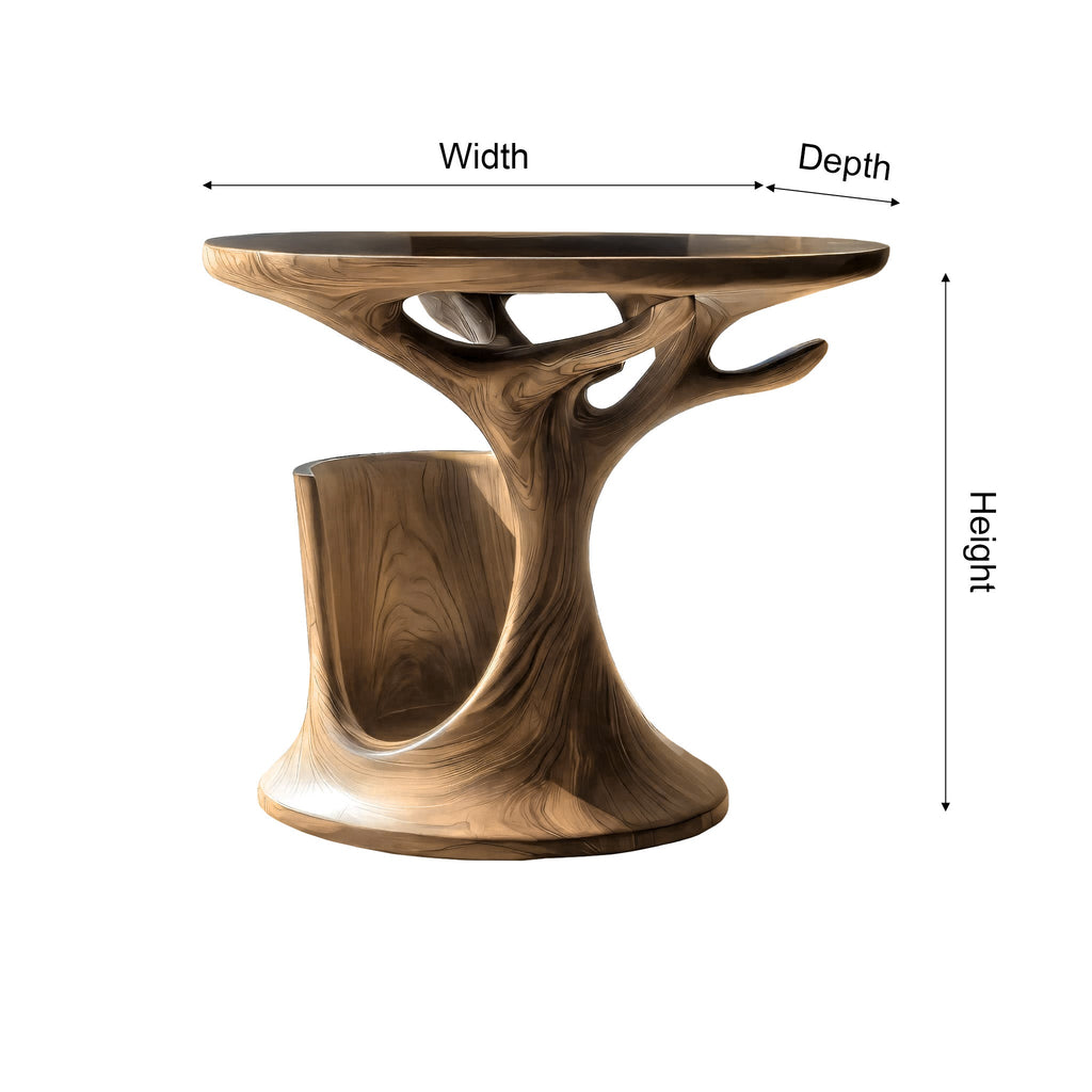 Treeform Sculpted Solid Wood Record Player Stand with Vinyl Storage - view 6