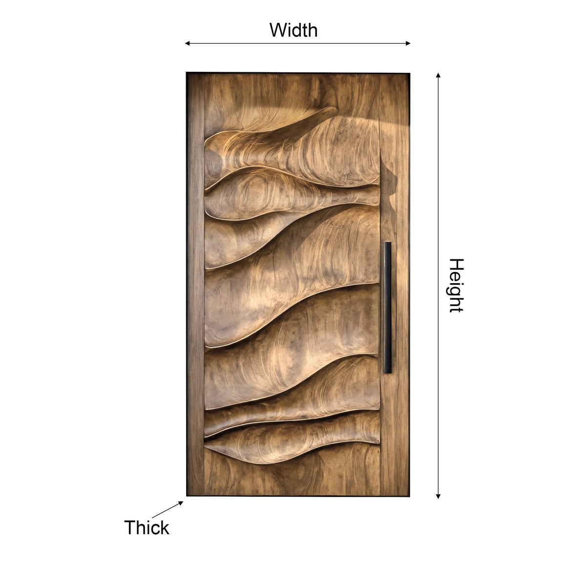 Sculpted Solid Hardwood Single Door with Wave Carving - view 5