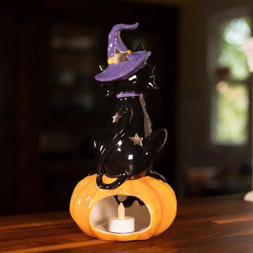 Black Cat on Pumpkin Candle House - view 2