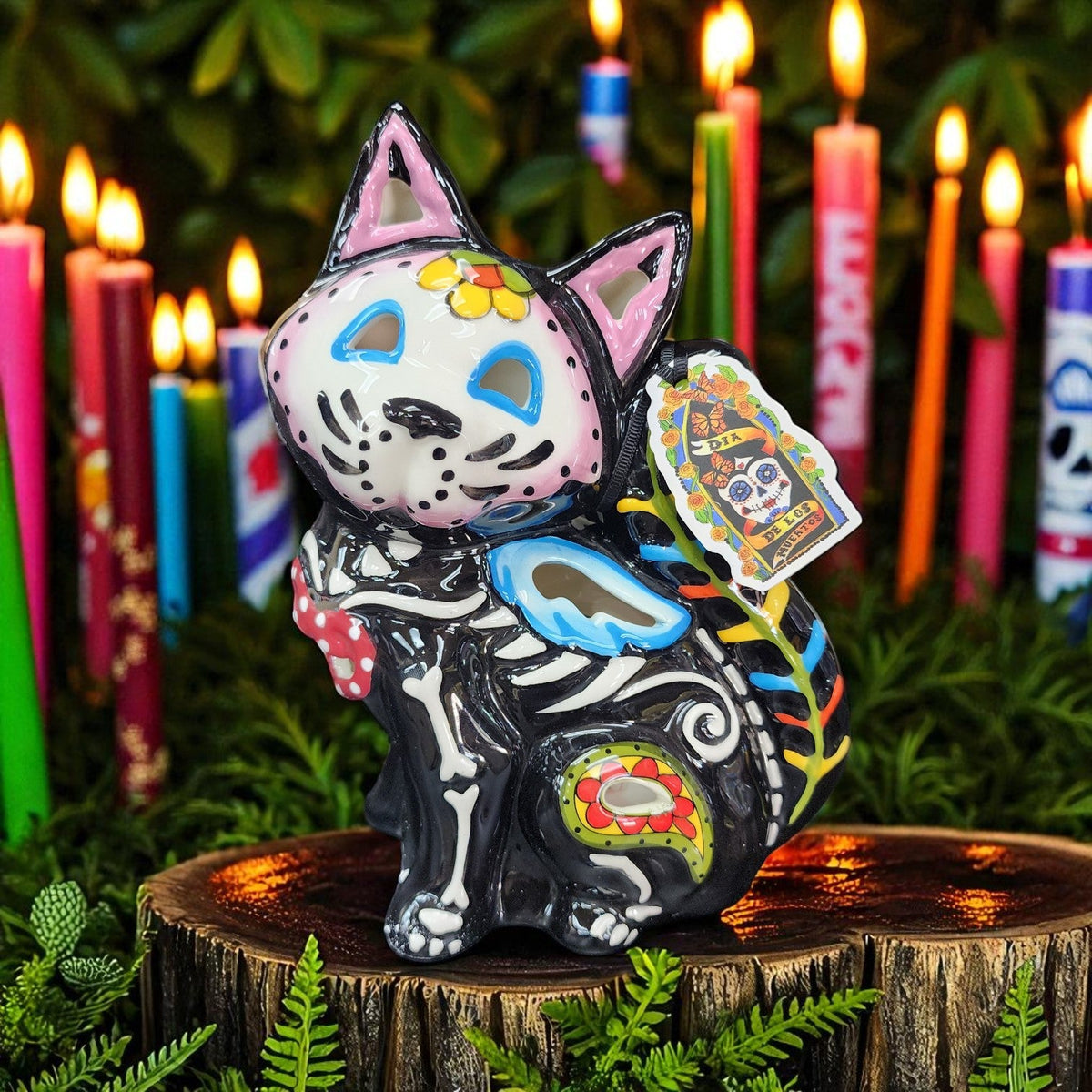 Day of The Dead Cat Candle House