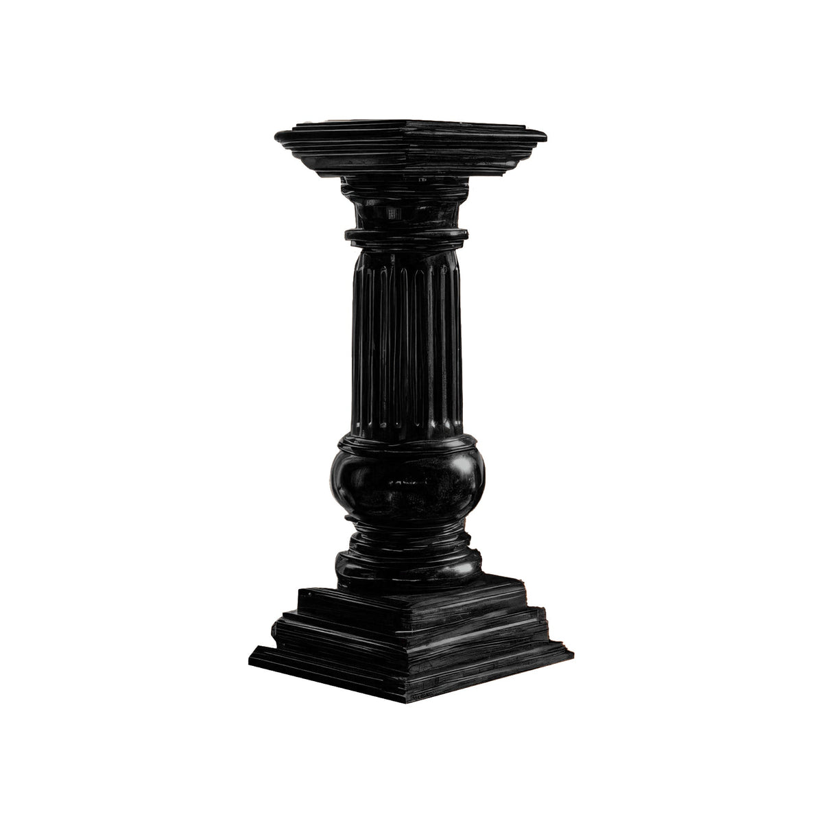 Handcrafted Solid Wood Fluted Column Pedestal Stand in Black finish