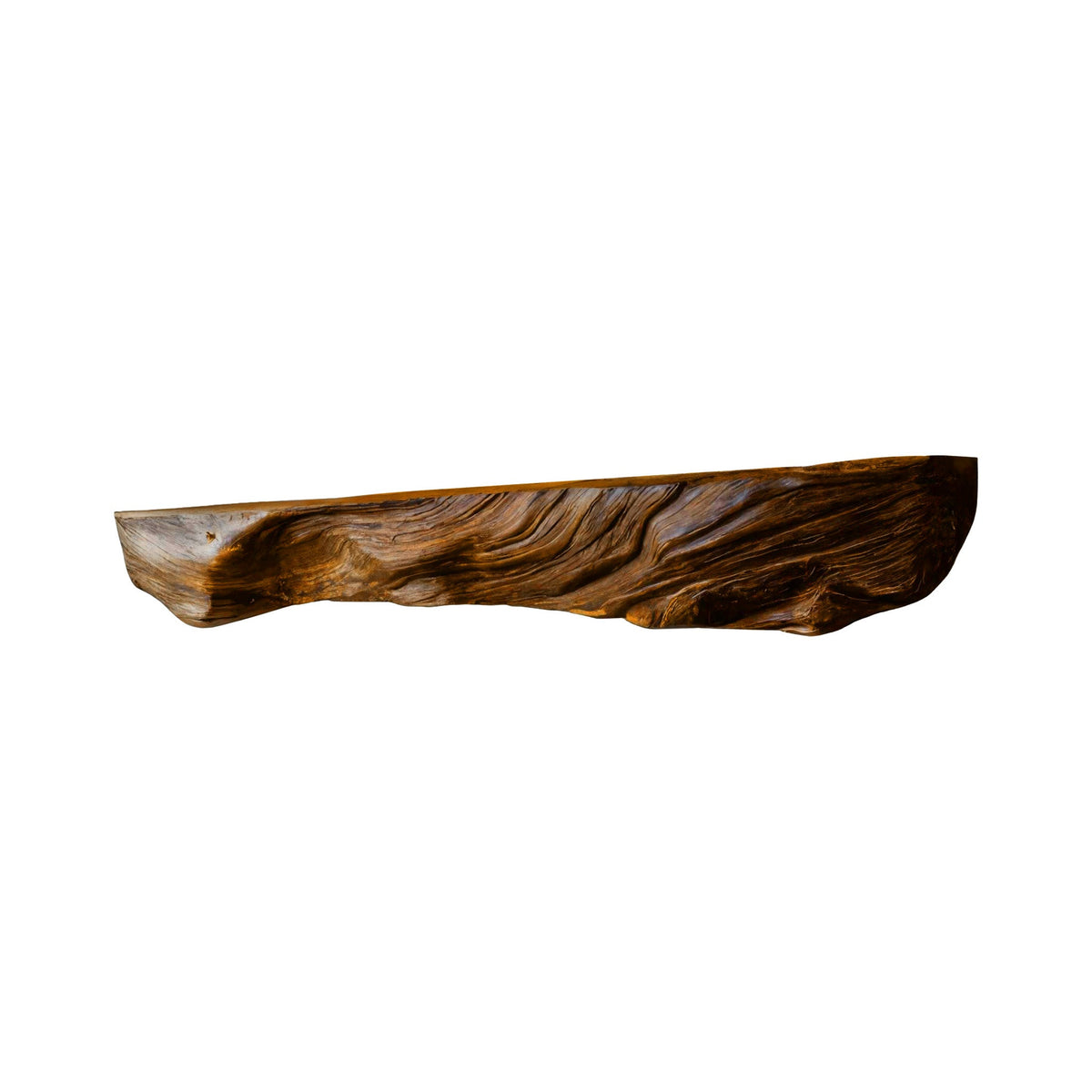 Live Edge Solid Wood Fireplace Mantel Shelf in Brown finish