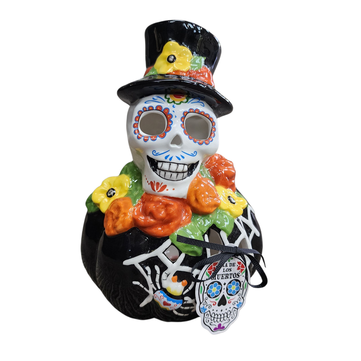 Day of the Dead Skeleton Pumpkin Candle House - view 2