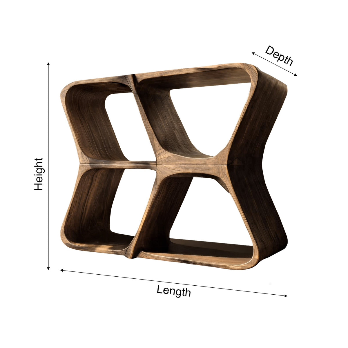 Sculpted Solid Wood Record Player Cabinet with Curved Edges - view 4