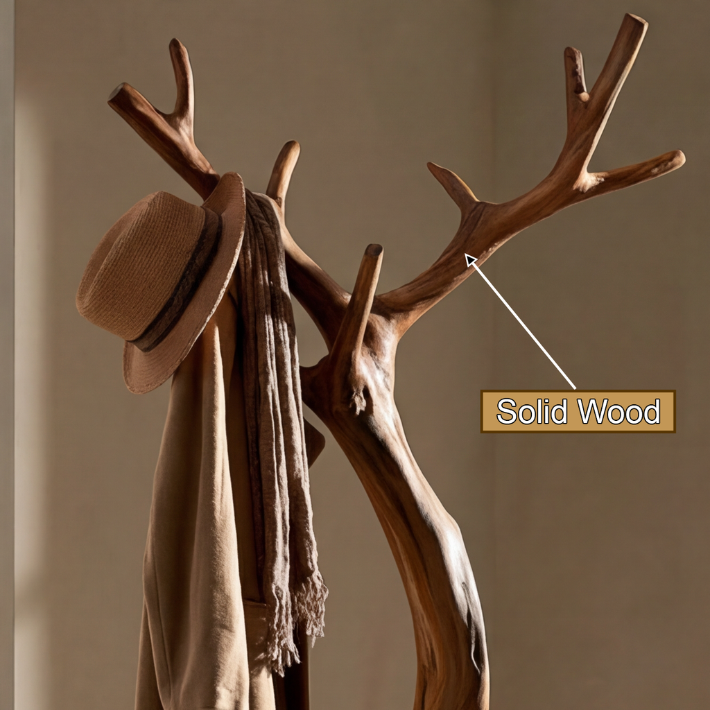 Sculpted Solid Hardwood Tree Coat Rack with Curved Trunk - view 12
