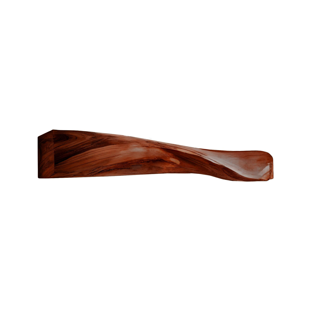 Wave-Form Solid Wood Floating Fireplace Mantel Shelf in Mahogany finish