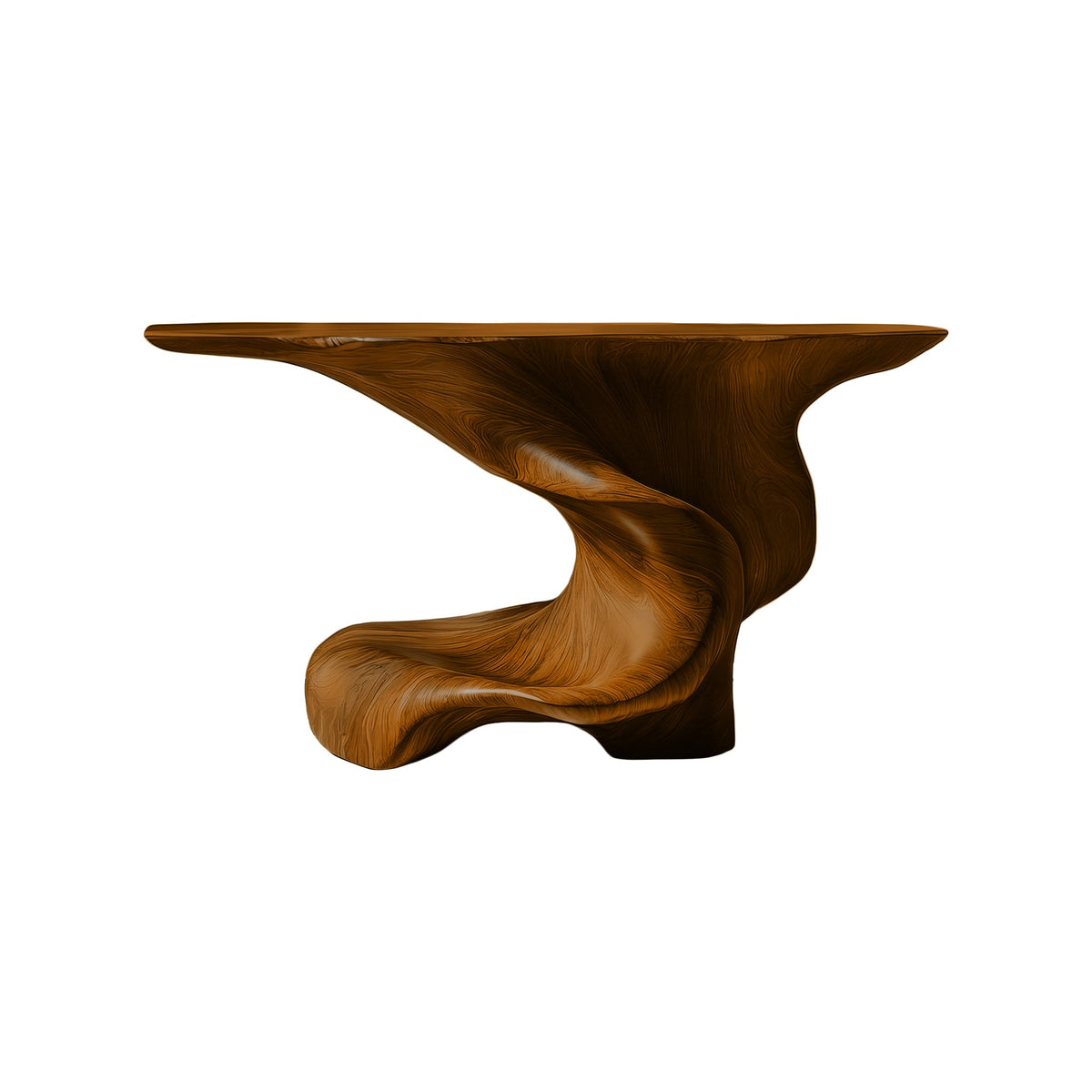 Monolithic Pedestal Solid Wood Console Table with Slim Top in Brown finish