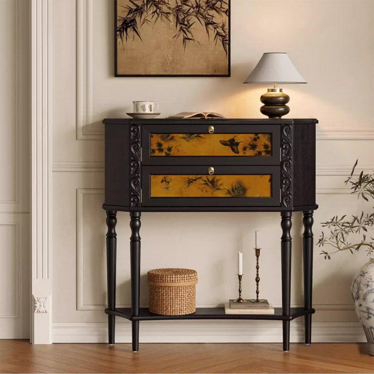 Solid Ash Wood Carved Accent Storage Cabinet, French Style - view 10