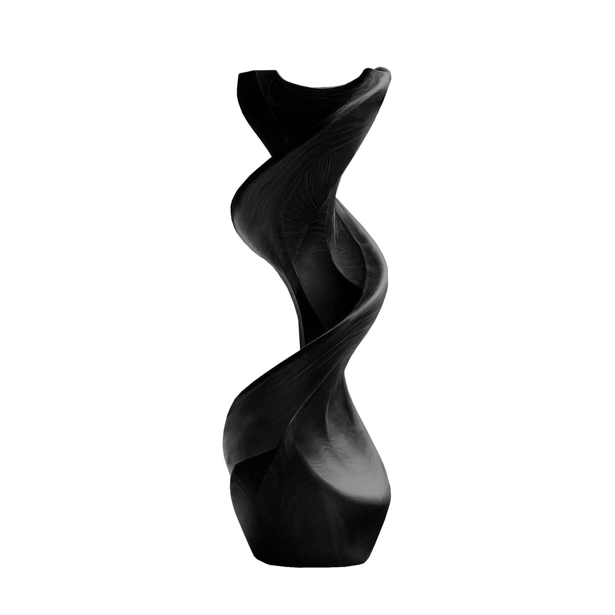 Twisted Solid Hardwood Pedestal Stand with Ribbon Spiral Form in Black finish
