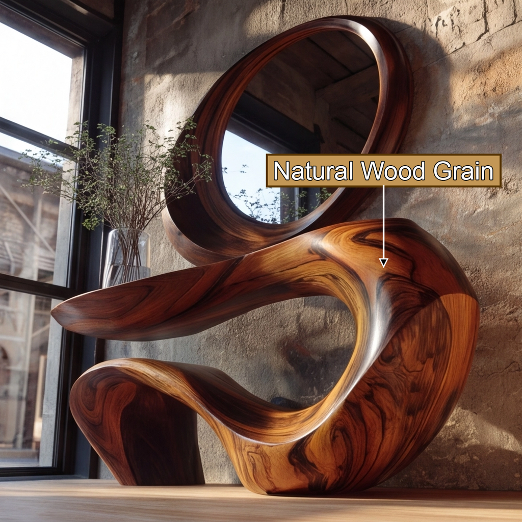 Sculpted Solid Wood Console Table with Wave Asymmetrical Base - view 10