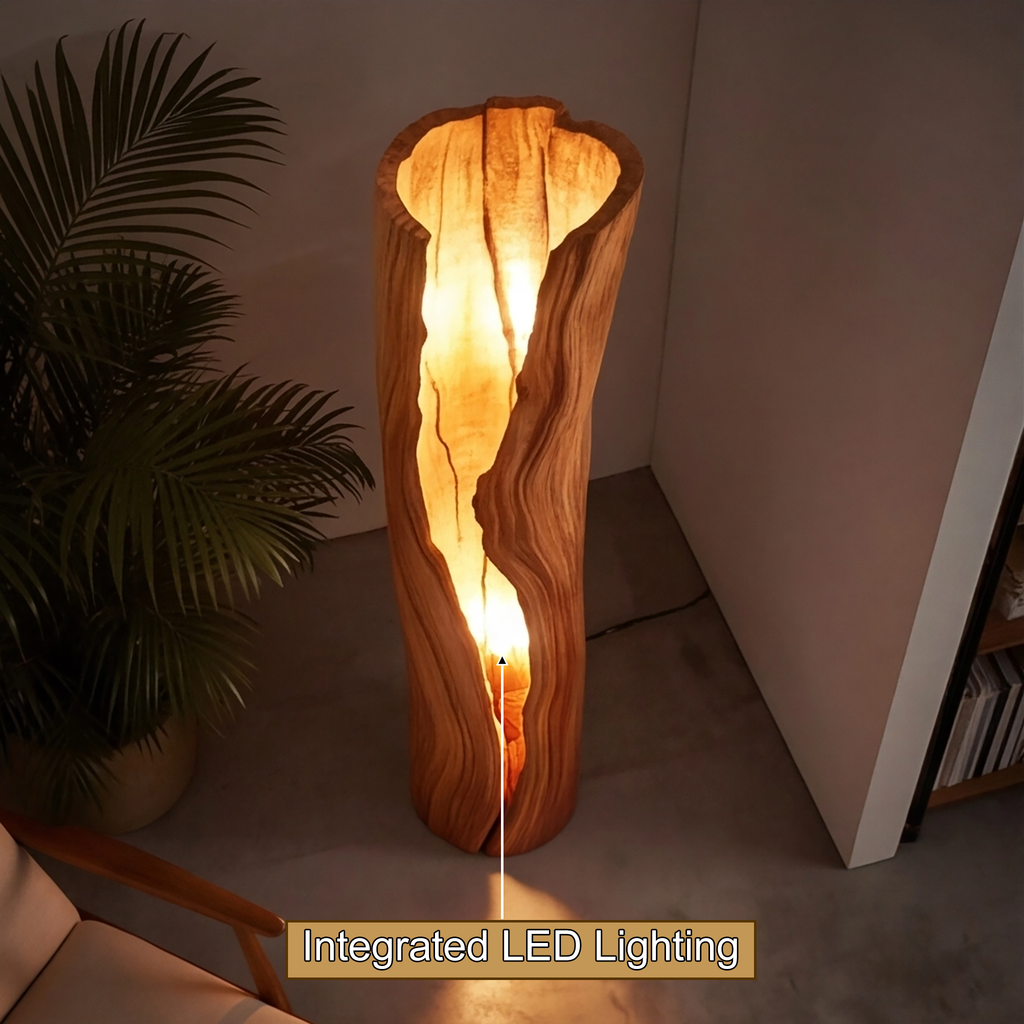 Live Edge Solid Hardwood Floor Lamp with Integrated LED Fissure - view 10