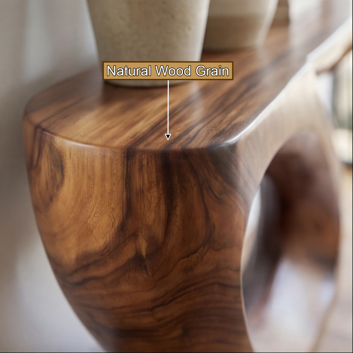 Sculpted Solid Hardwood Console Table with Looped Pedestal Base - view 9