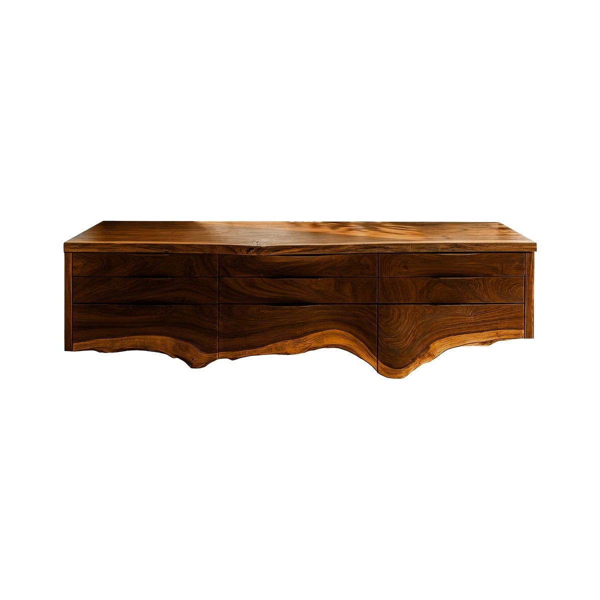Live Edge Hardwood Floating Bathroom Vanity with Drawer Storage in Brown finish