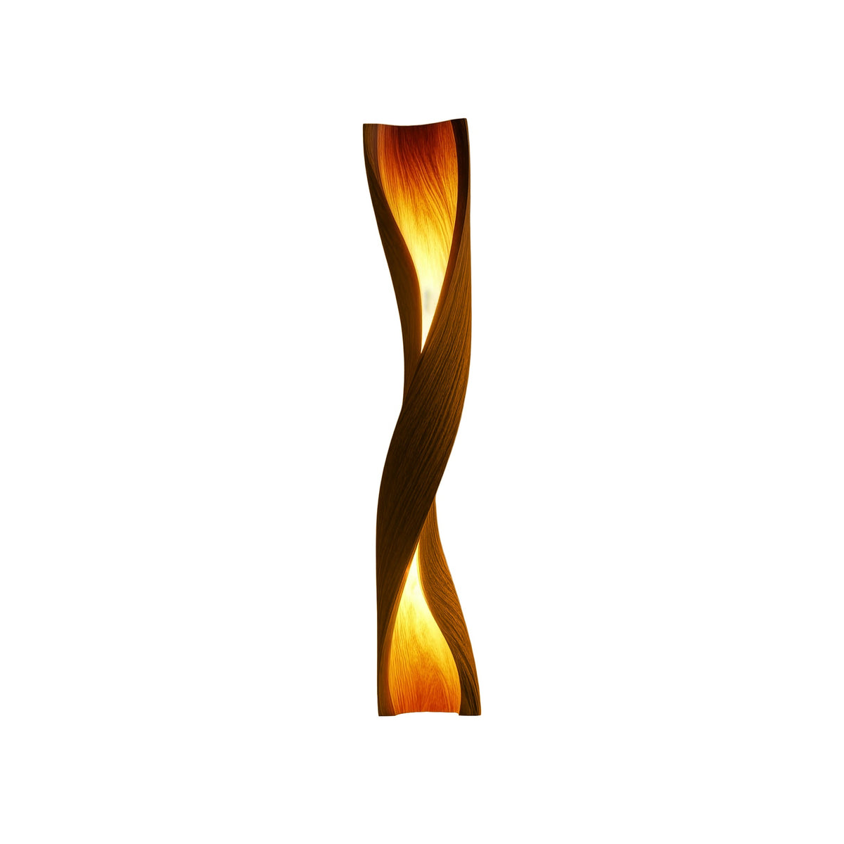 Sculpted Solid Wood Twisting Floor Lamp with Integrated LED in Brown finish