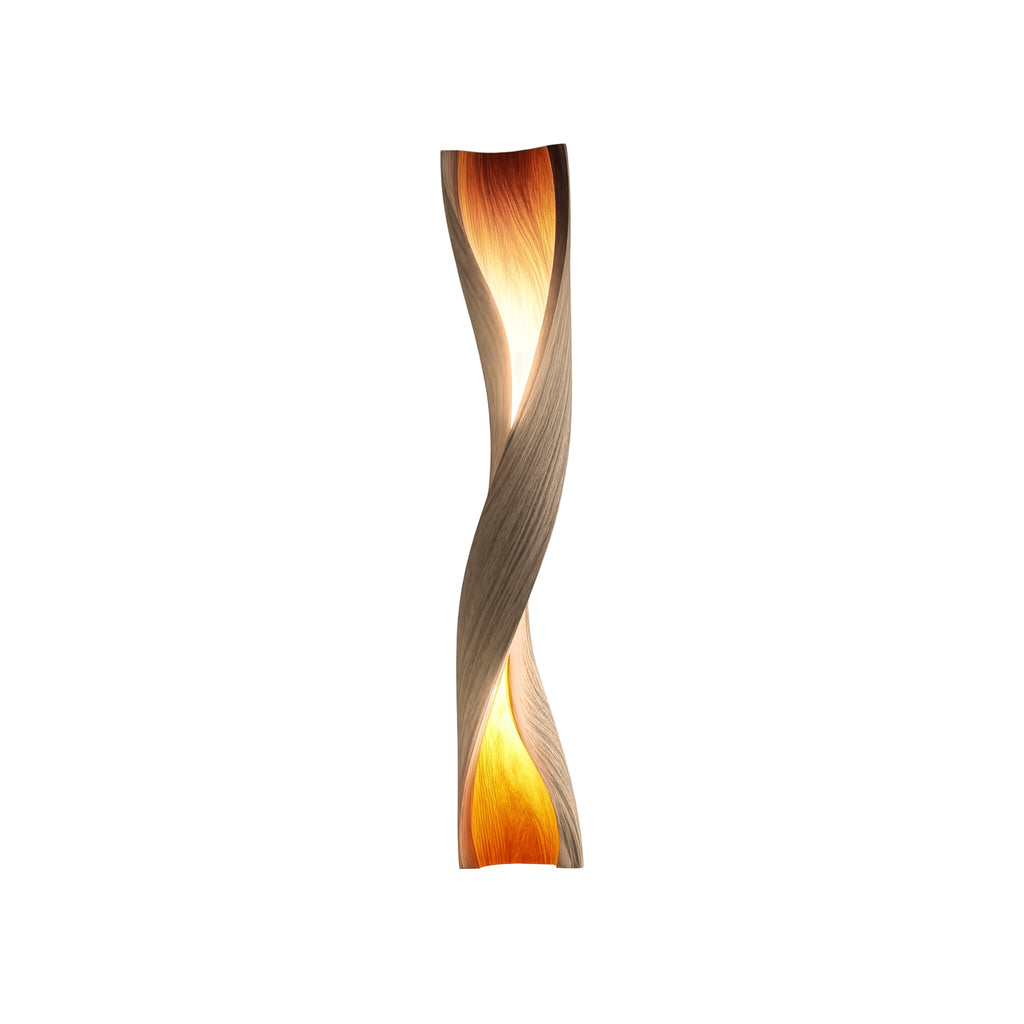 Sculpted Solid Wood Twisting Floor Lamp with Integrated LED in Natural Oak finish