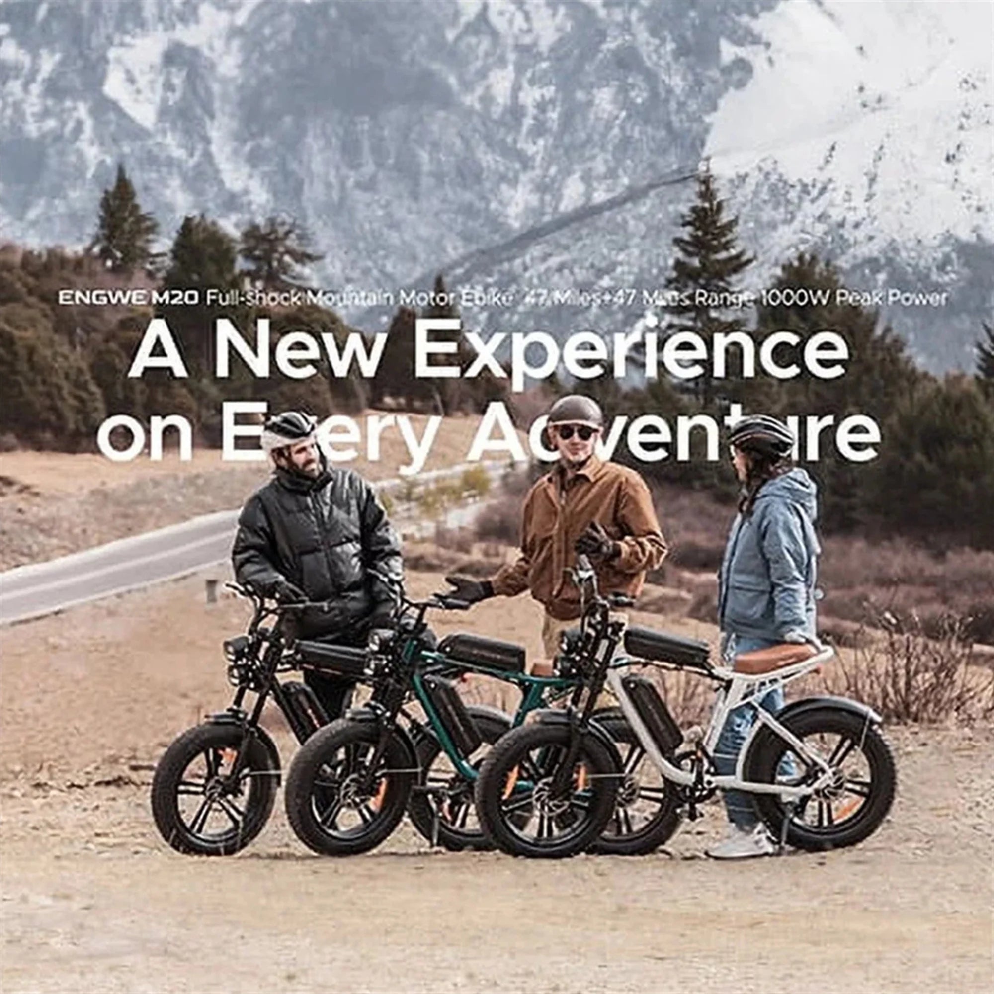 AKEZ Retro Style 1000W Electric Bike - 28mph, 94 Mile Range, 20"x4.0" Fat Tires, Full Suspension, 7-Speed, UL Certified