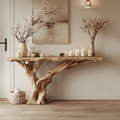 Narrow Floating Live Edge Console Table in Natural Wood